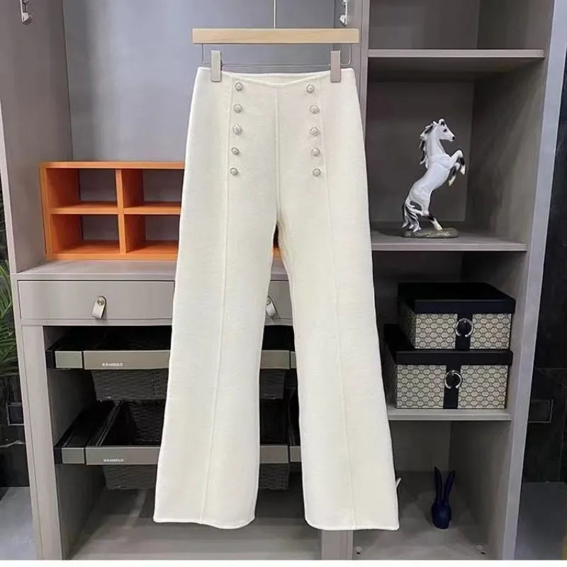 Wide-Leg Button Pants