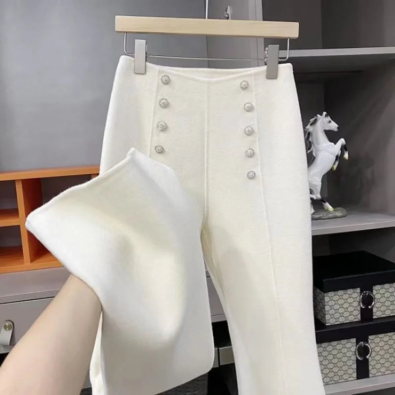 Wide-Leg Button Pants